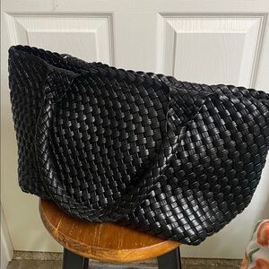 Black Woven Tote Bag